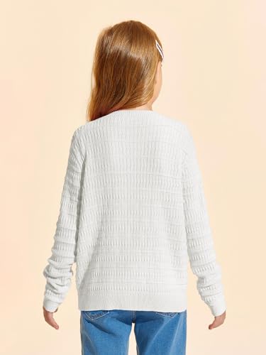 Image of Haloumoning Girls Button Down Cardigan Jackets Kids Long Sleeve Cable Knit Sweaters 5-14 Years
