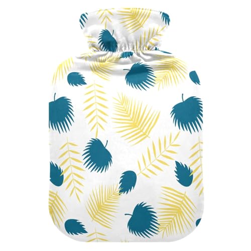 Bolsa de agua caliente pequeña con estampado tropical de hojas, el regalo ideal de invierno