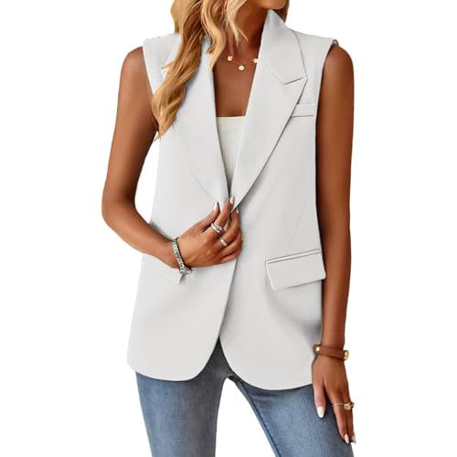 Women's Sleeveless Blazers Business Casual Blazer Vest Open Front Blazers Suit Work Office Waistcoat Lapel Jacket Vests2