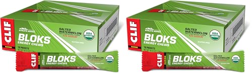 Image of CLIF BLOKS - Salted Watermelon Flavor with 2X Sodium - Energy Chews - Non-GMO - Plant Based - Fast Fuel for Cycling and Running - Quick Carbohydrates and Electrolytes - 2.12 oz.,18 Count (Pack of 2)