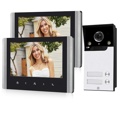 FTes RFKits WLAN Wireless Video Türsprechanlage,1080P Außenkamera,7 Zoll Touchscreen Wireless Monitor,PIR Bewegungserkennung,Nachtsicht,Tuya APP Steuerung (2 Familienhaus)