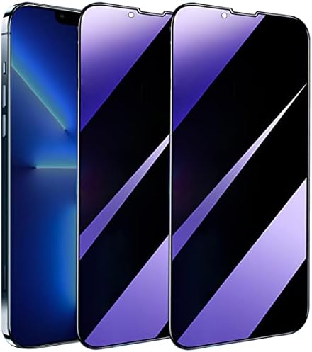 SOOPUR [2 Pack Compatible with iPhone 13 Pro Max & iPhone 14 Plus Anti Blue Light Privacy Screen Protector 6.7", Scratch Resistant, Anti-Shatter Tempered Glass Film, Rounded Edge Full Coverage