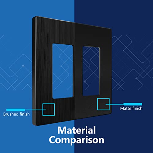 Image of LIDER Decorator Switch Cover, Screwless Wall Plate, Mid-Size 2-Gang 4.88 inch x 4.92 inch, LSWP-32M-BBK, UL Listed, Thermoplastic, Brushed Black, 1-Pack