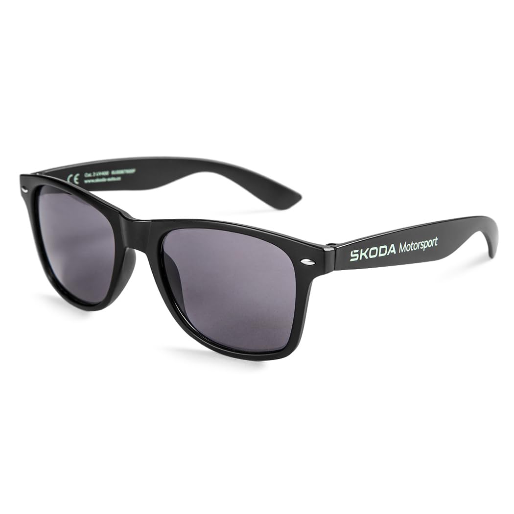 Skoda Unisex Black 6U0087900f Motorsport Sunglasses With Lettering, One Size