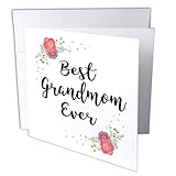 3dRose InspirationzStore - Love Series - Floral Best Grandmom Ever Pretty Watercolor Pink Flowers Grandma Love - 1 Greeting Card with Envelope (gc_312400_5)