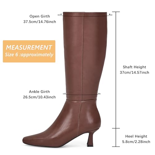 Image of GENSHUO Knee High Boots for Women, 2.3 Inch Low Kitten Heel Tall Boots, Square Toe Long Dress Boots with Side Zipper, Fall Winter