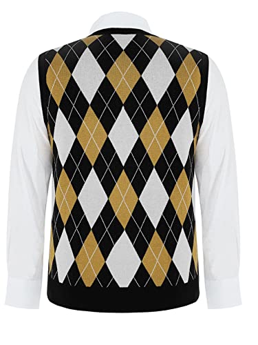 Karlywindow Mens Argyle Sweater Vests Rhombus Sleeveless V-Neck Knit Pullover Vest3