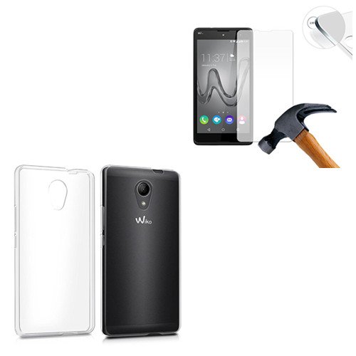 HQ-CLOUD® Coque gel arrière en silicone transparent pour WIKO ROBBY - TRANSPARENT + 1 film de protection d'écran en verre trempé