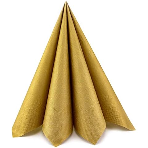 100 Stück | 40 cm Papierservietten GOLD Tissue Servietten einseitig 3-lagig Tischdekoration golden Tischdeko Deko Dinner Geburtstag Hochzeit Weihnachten Cover