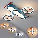 EXQUISITE FLUGZEUG-DESIGN-LEUCHTEN: Diese schöne LED-Deckenleuchte für Kinder ist in einem sehr auffällig Cartoon-Flugzeug-Look im blau gestaltet und eignet sich perfekt für die Dekoration und Beleuchtung der Decke eines Jungen- oder Mädchen schlafzimmer oder eines Kinderzimmer