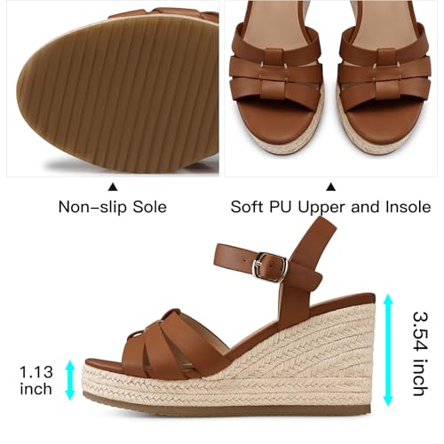 Image of TEMOFON Wedge Sandals for Women Dressy: Platform Wedge Espadrilles Sandals - Comfortable Summer Casual Open Toe Strappy Shoes Size 5-11