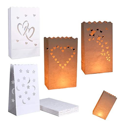 20pcs Bolsas para Velas Bolsas De Luz para Velas Linternas de Papel Blanco Candle Bags para Hogar Navidad Fiesta Romántica Decoración de la Boda