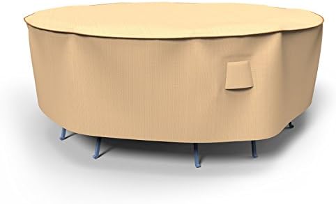 Budge P5A01TNNW1 Sedona Round Patio Table & Chairs Combo Cover Waterproof, Durable, Medium, Tan