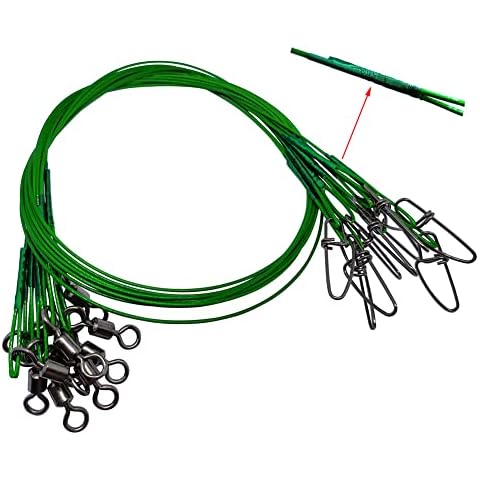 30 PCS Fishing Wire Leader,19.68"/100Lb Heavy Duty Stainless Steel Fishing Leader Line with Rolling Swivels Insurance Snap Connect Tackle Lures Rig or Hooks… Cover