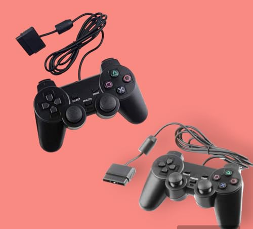Image of GAME GURU Wired Controller for PS2 - Double Shock Vibration Gamepad Joystick with 1.8M Cable - Ergonomic Design Remote Joypad for Sony PlayStation 2 Console