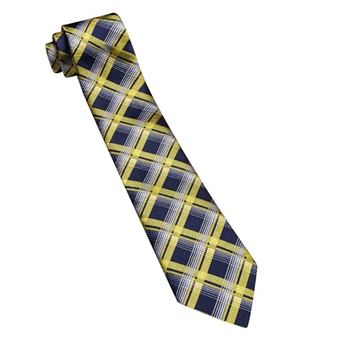 Image of Barry.Wang Plaid Ties Mens Silk Necktie and Tie Clip Checkered Tie for Wedding Party Business Formal