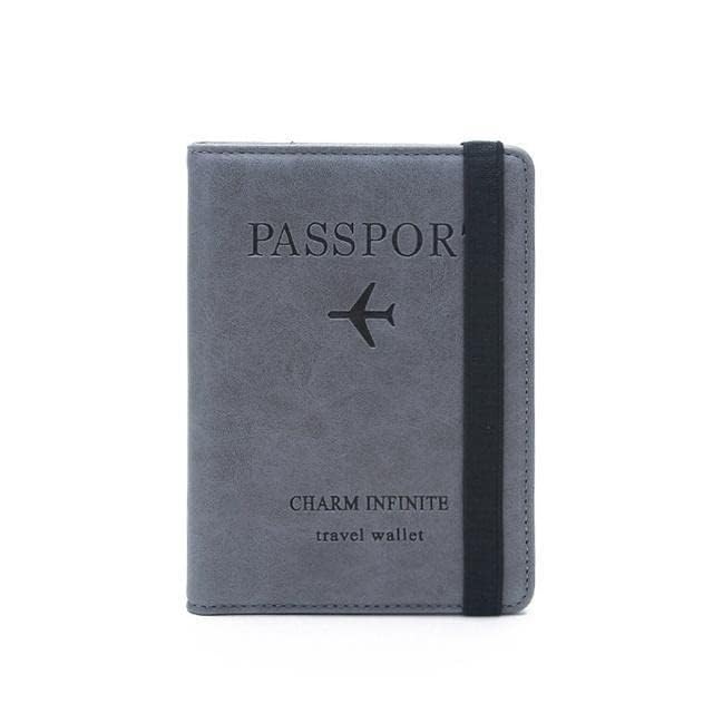 Image of Passport Holder Cover Wallet RFID Blocking PU Leather Travel Document Holder, Card Case Travel Accessories for Women Men (Grey)