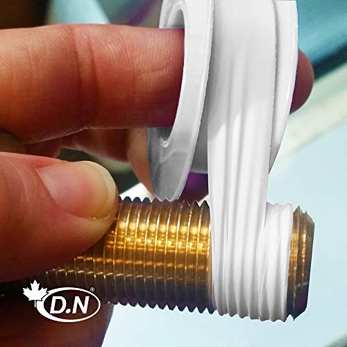 D.N Teflon Tape Premium Grade (PTFE) Thread Seal Tape for Plumbers | General Purpose Water Pipe Sealant Tape | 1/2″ Width x 480 ″ Length – White (Pack 1)