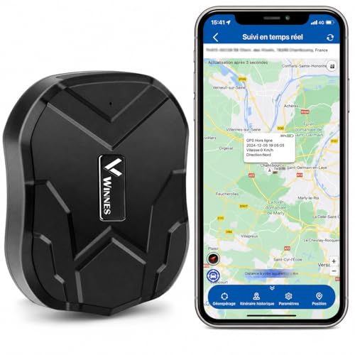 Winnes Localizador GPS para Coche 5000 mAh Rastreador magnético Resistente al Agua Tiempo de Espera ultralargo de hasta 90 días Alertas de geovalla Suscripción Gratuita TK905