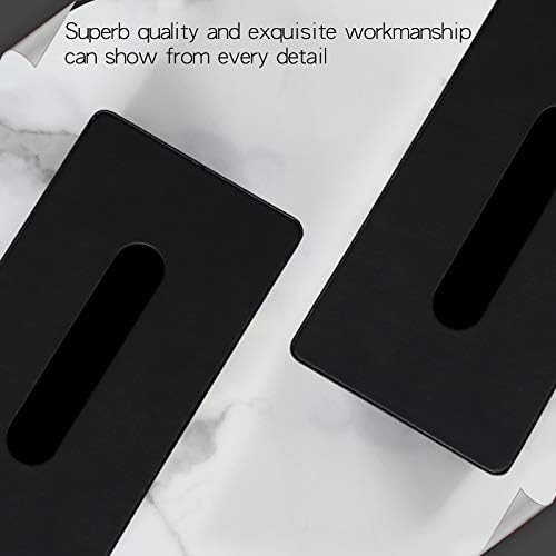 Tissue Box Cover Rectangular PU Leather Facial Tissue Dispenser Box Holder for Dresser Bathroom Decor (Black)