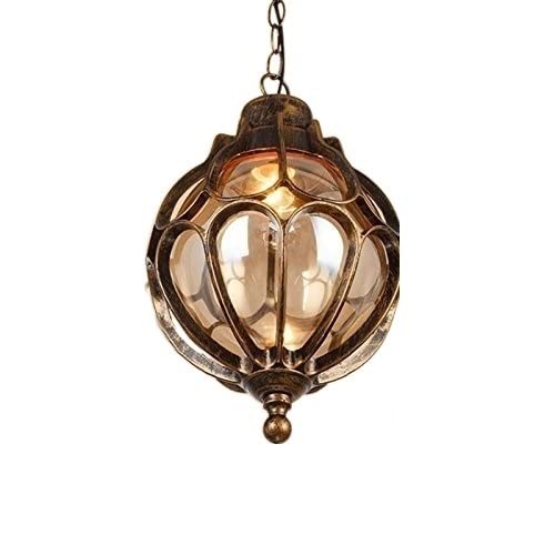 Lustre boule rustique étanche en fer forgé pour terrasse et villa de prestige