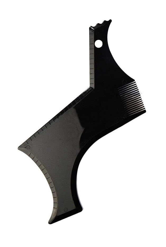 Prime Men Beard Shaping Styling Template Comb For Home And Salon Use Beard Grooming Tool For Boys Multi Color Pack Of 1 (Black PVC)-image-15