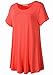 LARACE Women Short Sleeves Flare Tunic Tops for Leggings Flowy Shirt (L, Watermelon)