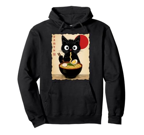 Cat Ramen Japanese Funny Kawaii Cat Graphic Mens Gifts Anime Pullover Hoodie