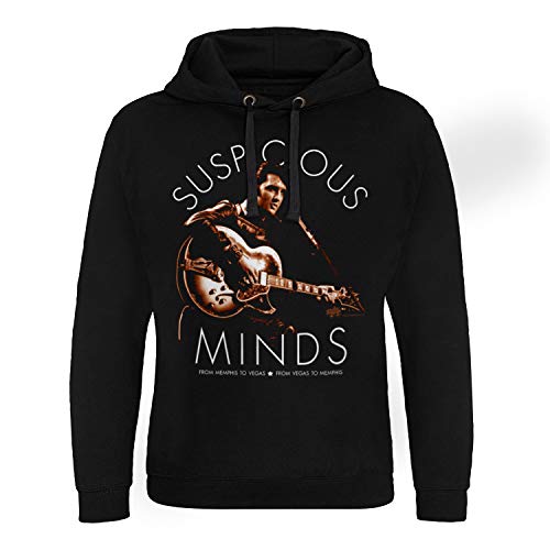 ELVIS PRESLEY Offizielles Lizenzprodukt Suspicious Minds Epic Kapuzenpullover (Schwarz), X-Large