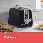 BLACK+DECKER 2-Slice Toaster, T2569B, Extra Wide Slots, 6 Shade Settings, 850 Watts, Crumb Tray, Cancel Button - Image 3