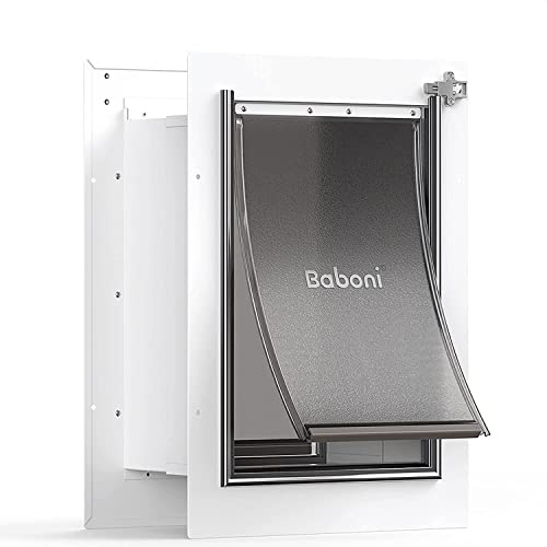 Baboni Pet Door for Wall, Steel Frame and Telescoping Tunnel, Aluminum Lock, Double Flap Dog Door and Cat Door, Strong and Durable (Pets Up to 40 Lb) -Medium by baboni - Used condition - US$76.39