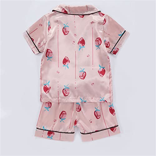 Toddler Satin 𝐏a𝐣ama Set Short Sleeve Sl𝐞epwear Outfit Button Down Loung𝐞wear with Shorts Boys Girls 𝐒ilk 𝐏ajamas2
