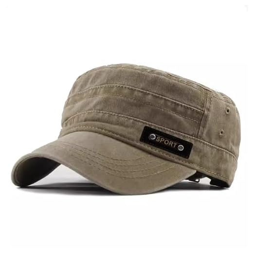 XFSRG Casquette Militaire Unisexe Vintage – Casquette Plate Délavée Ajustable en Coton Protection Solaire Idéale pour Sports et Activités Extérieures Homme et Femme (Kaki)