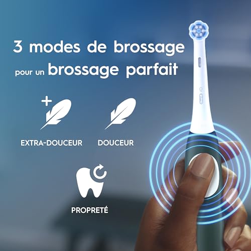 Oral-B Brosse A Dents Electrique iO 2 Vert Forêt, 3 Modes De Nettoyage, Brossage Souple Et Silencieux, Capteur De Pression, Brossette Oral B De Rechange, Chargeur, Etui De Voyage