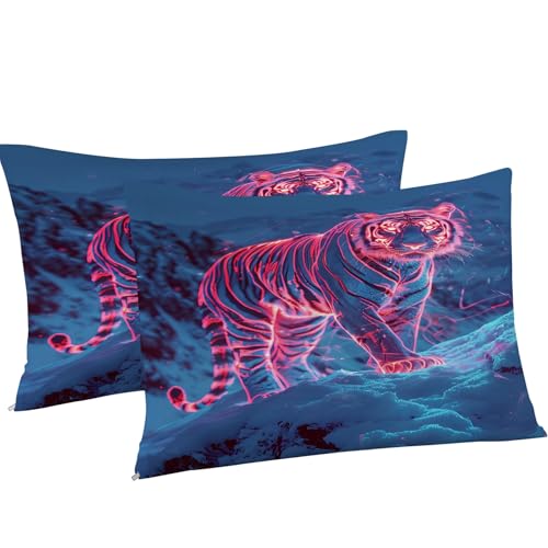 Housse de couette 160x200 tigre avec fermeture éclair ensemble literie microfibre - 5