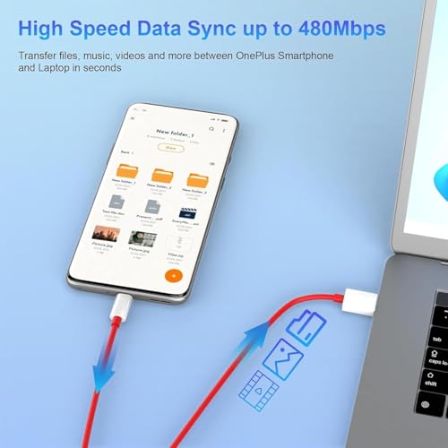 Image of One Plus Fast 80W Original USB Type C Data Sync Fast Charging Charger Cable for One Plus 15,15r, 13,13s,13r,12,12r,11,11r,10,10r,10t,10pro,9,9rt,9r,9pro,8,8t,7t,7pro,Nord 6,5,CE5,CE4,CE3,CE2lite,4,3,2