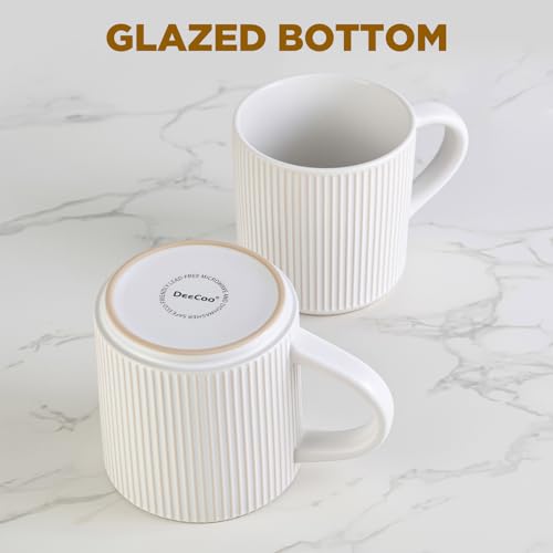DeeCoo Matte White Coffee Mugs Set of 4, 12 Ounce Mug with Handles, Ceramic Stoneware Catering Coffee Cups, Porcelain Mugs Sets for Coffee, Tea, Hot Cocoa, Milk, Microwave and Dishwasher Safe - Image 6