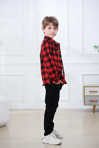 Image of Betusline Boy and Men Button Down Plaid Shirt