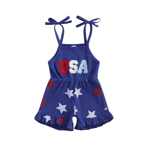 4th Fourth Of July Toddler Girl Outfit Usa Romper Shorts Jumpsuit Overalls Red White And Blue Satr Outfits