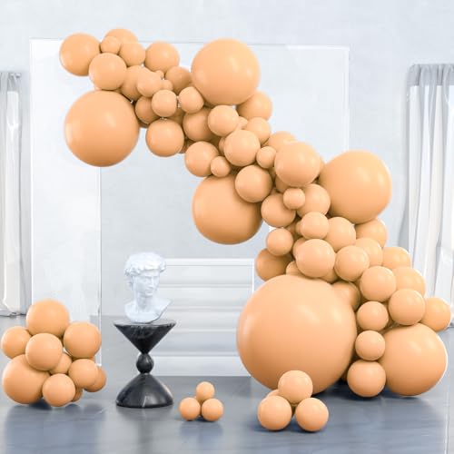 Image of PartyWoo Nude Balloons 100 pcs Different Sizes Pack of 36 18 12 10 5 Inch Beige Apricot Balloon Arch Kit Garland for Thanksgiving Graduation Baby Shower Boho Theme Birthday Party Decorations Nude-Y103