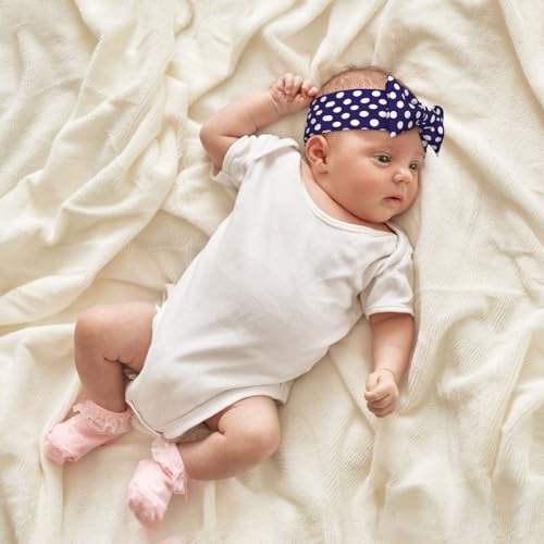 Navy Purple Polka Dot Print Baby Girl Bows Headbands Baby Girls Newborn Headbands Infant Toddlers 0-6 Months4