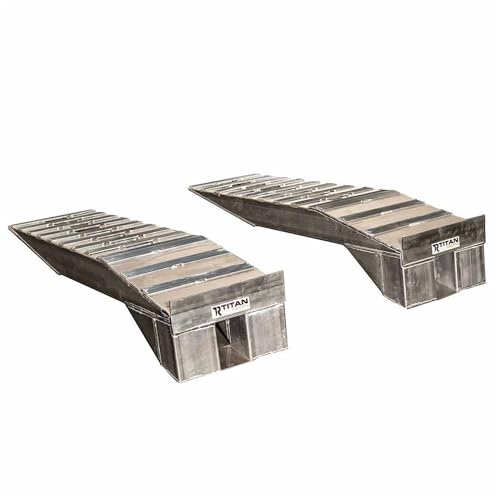 Titan Ramps Semi-Truck Riser Ramp, Heavy-Duty Aluminum, 20,000 Lbs Capacity, Silver - Automotive Wheel Ramps for Large Trailer Trucks and Vehicles