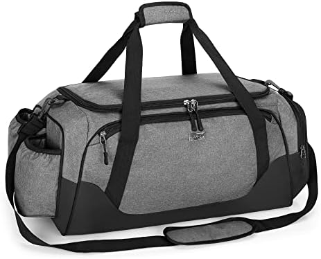 DSLEAF Sports Gym Bag for Men and Women, Travel Duffel Bag with Cooler Bag for 6 Can Drinks, Multi Pockets and Waterproof PU Material Bottom