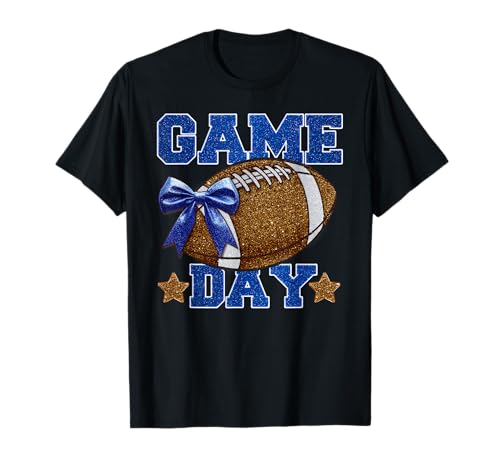 Game Day Football Season Football Mama Girl Blue Gold Vibes T-Shirt