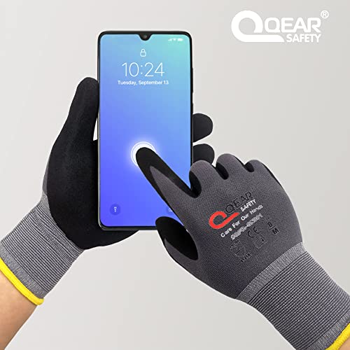 QEARSAFETY 6 works Microfoam Nitrile Rubber Palm Coated Work Safety Gloves, Breathable, Abrasion, Logistics, Warehouse - Image 4