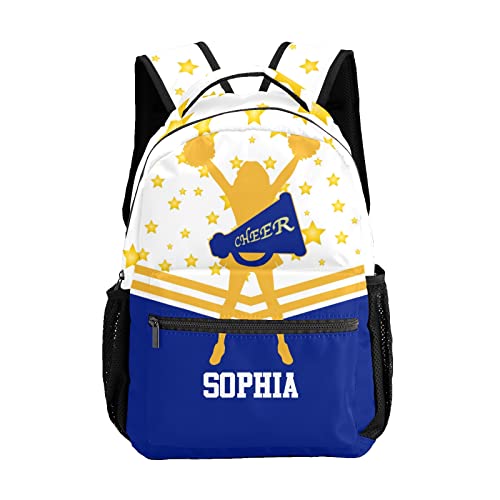Custom Blue Gold Cheer Cheerleader Personalized Causual Shoulder Bag Sports Leisure Camping Backpack for Women Men