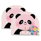 Servilletero acrílico dorado con diseño de panda de feliz cumpleaños para picnic, bar, rústico, independiente, decoración del hogar, para picnic, bar, rústico, paquete de 2