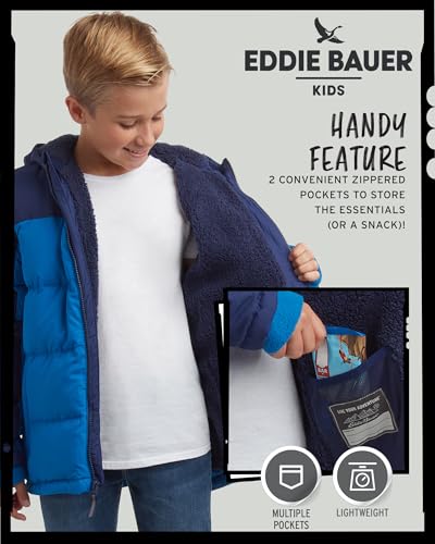 Image of Eddie Bauer Boys' Winter Jacket - Heavyweight Quilted Down Jacket - Insulated Hooded Outerwear Coat for Boys (5-16)