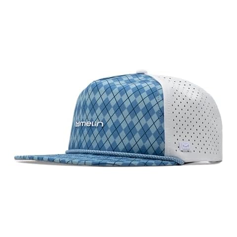 melin Coronado Links Hydro, Blue Argyle, Men's Performance Snapback Hats, Water-Resistant Fitted Baseball Caps for Men & Women, Golf, Running, or Workout Hat, Medium-Large Cover