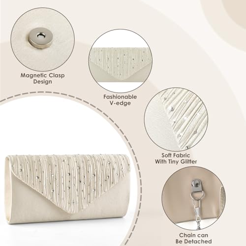 ERKOON Women Evening Clutch Bags, Prom Handbag Formal Party Clutches Wedding Purses Cocktail Promenade Shoulder with Detachable Strap - Image 4